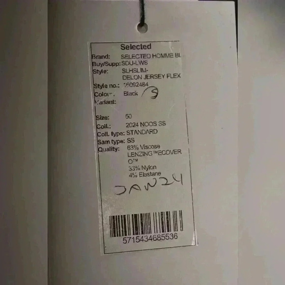 NWT SELECTED HOMME Black  Viscose Nylon Stretch Slim Fit Soft Blazer Jacket 40R - Picture 12 of 12